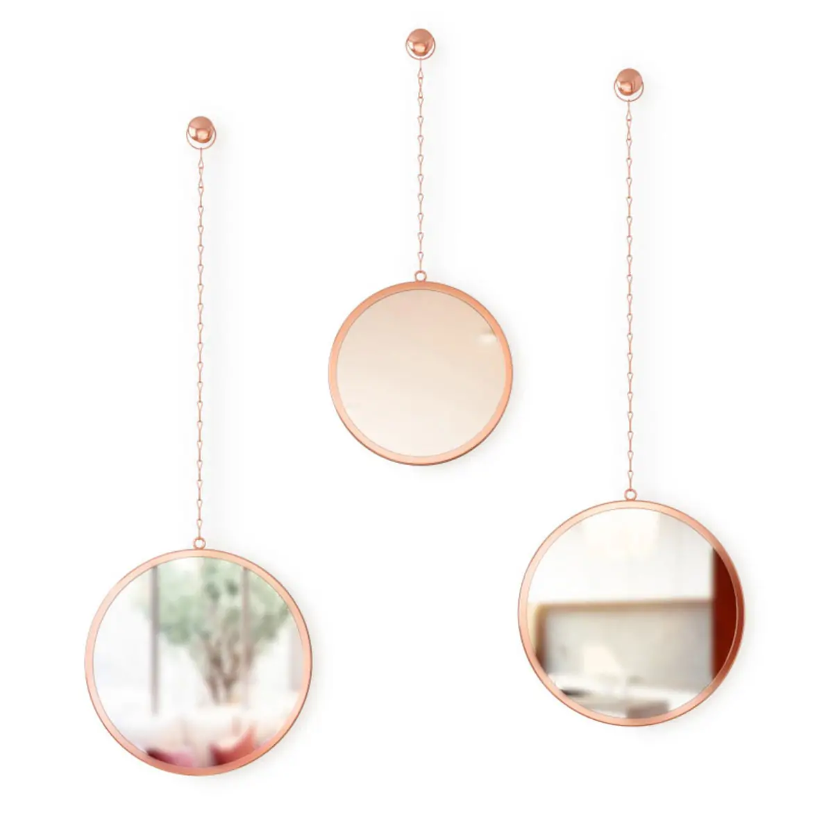 Dima round copper καθρέπτες τοίχου σετ/3 – Umbra