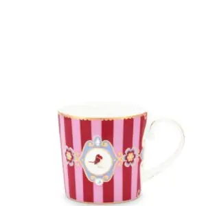 Love Birds red-pink stripes κούπα - PIP STUDIO