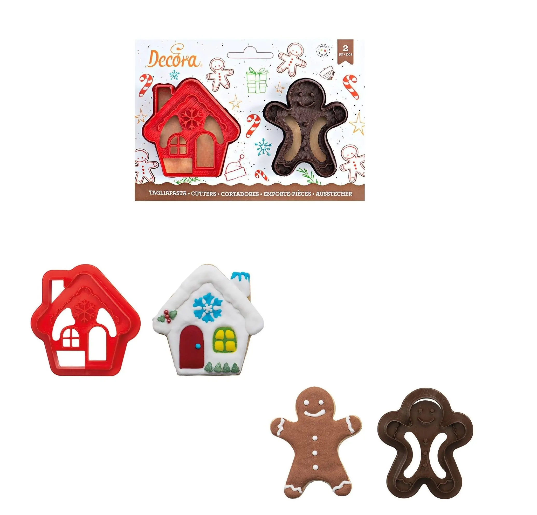 Κουπ-πατ χριστουγεννιάτικα "House & Gingerbread Man" σετ/2 - Decora - Image 2