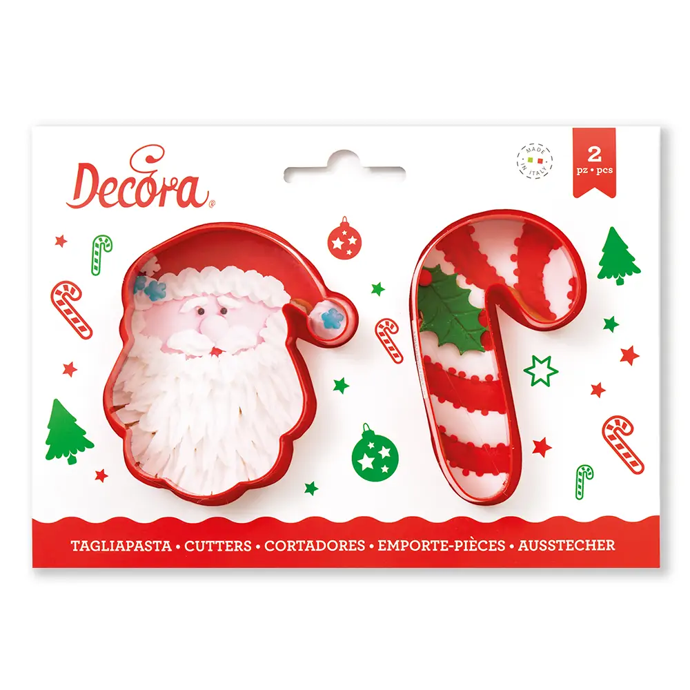 Κουπ-πατ χριστουγεννιάτικα "Santa Claus & Candy Cane" σετ/2 - Decora