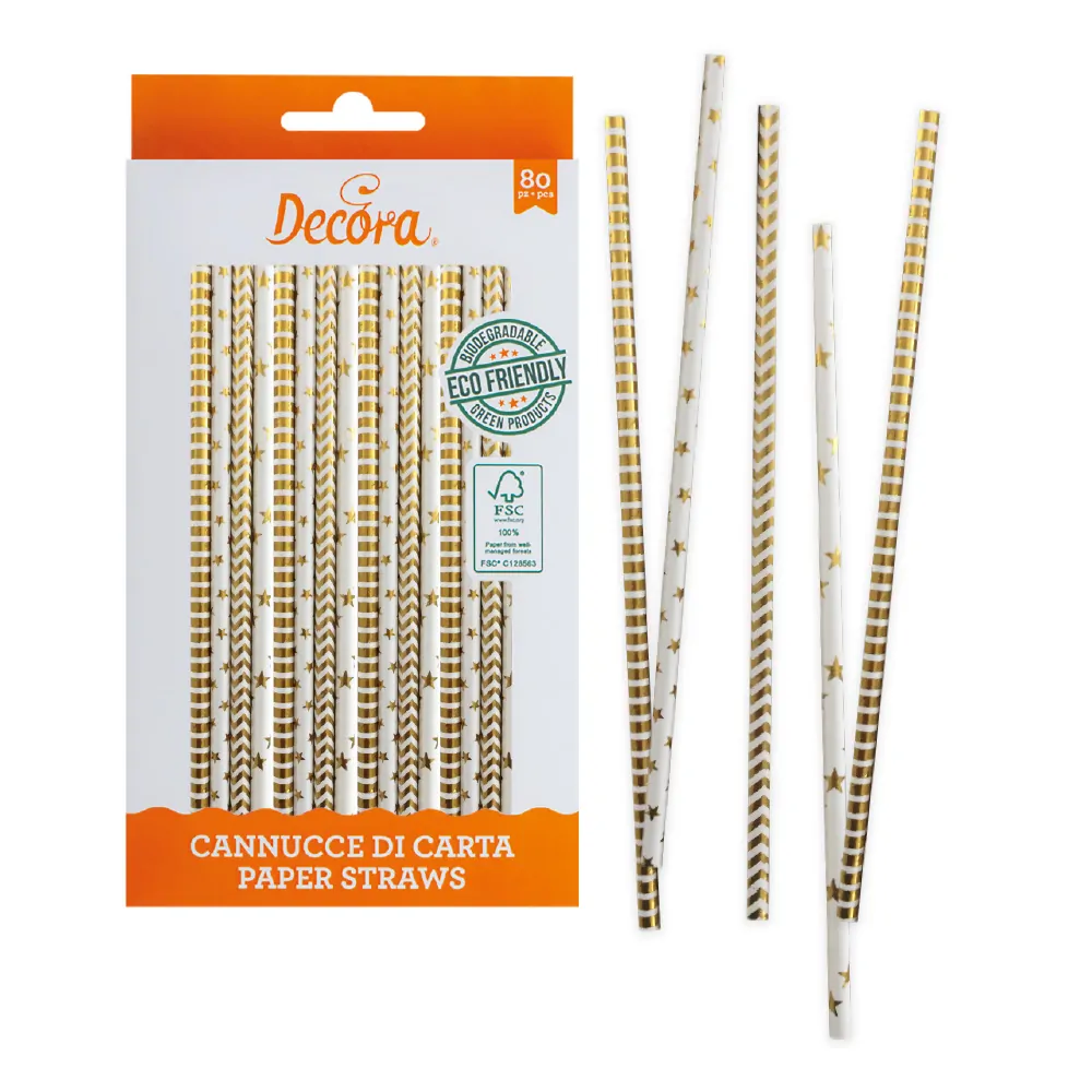 Καλαμάκια "Stars & Stripes Gold" σετ/80 - Decora - Image 2