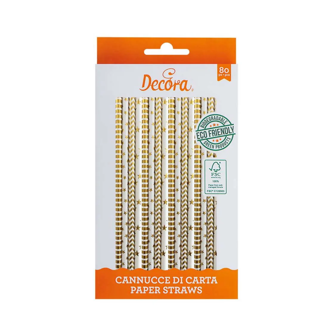 Καλαμάκια "Stars & Stripes Gold" σετ/80 - Decora