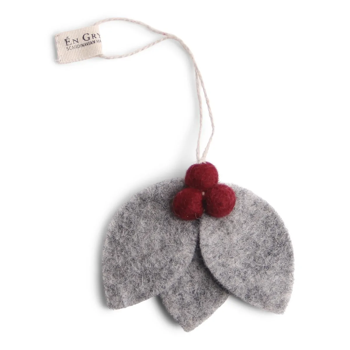 Στολίδι "Grey Leaves with Red Berries" 7εκ - Gry & Sif