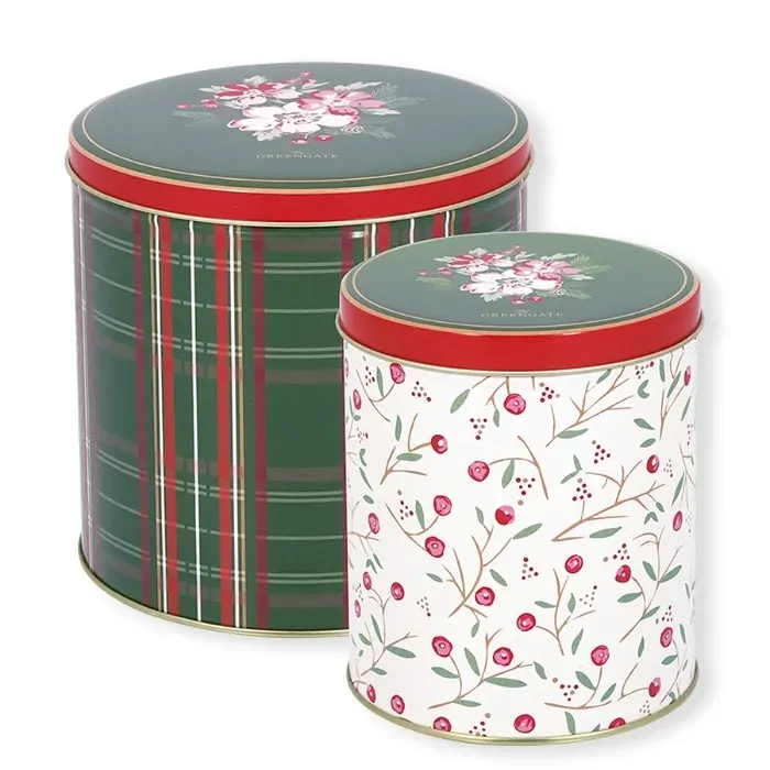 Μεταλλικά κουτιά Dagmar check green σετ/2 - Greengate