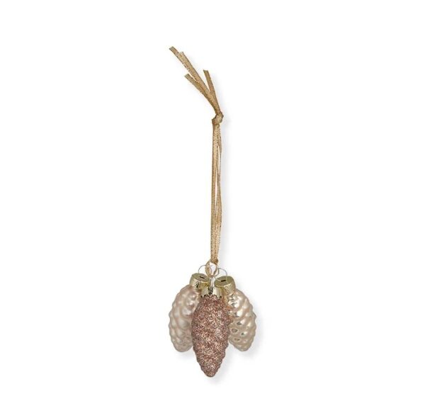 Στολίδι δέντρου "Cone glass" gold glitter (σετ/3) - Greengate
