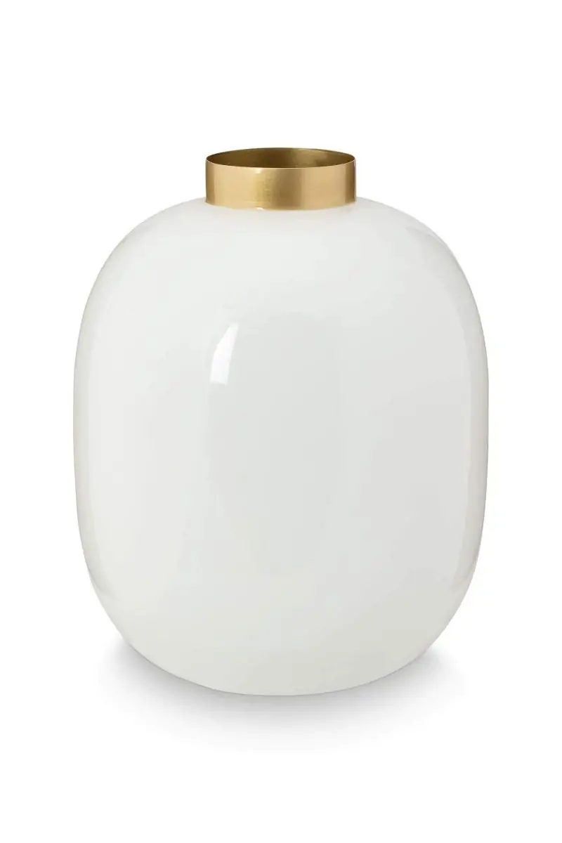 Ανθοδοχείο λευκό με χρυσό λαιμό 32εκ. – Pip Studio