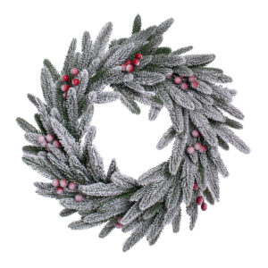 Χριστουγεννιάτικο στεφάνι με cranberry χιονισμένο 45εκ. - Decorland