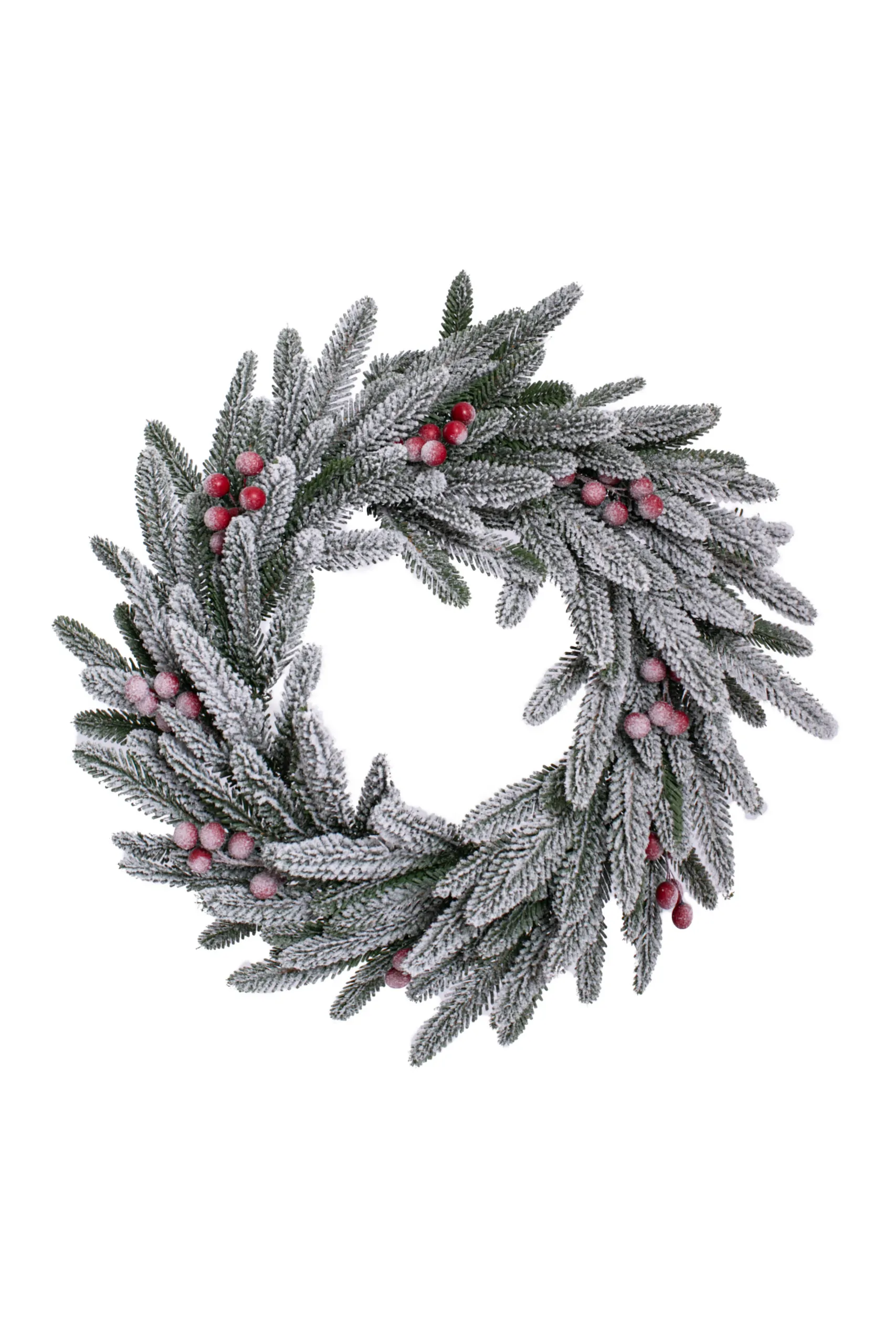 Χριστουγεννιάτικο στεφάνι με cranberry χιονισμένο 45εκ. - Decorland