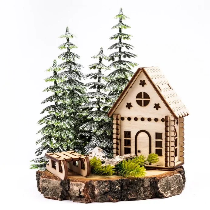 Διακοσμητική χριστουγεννιάτική σύνθεση με σπιτάκι - Decorland