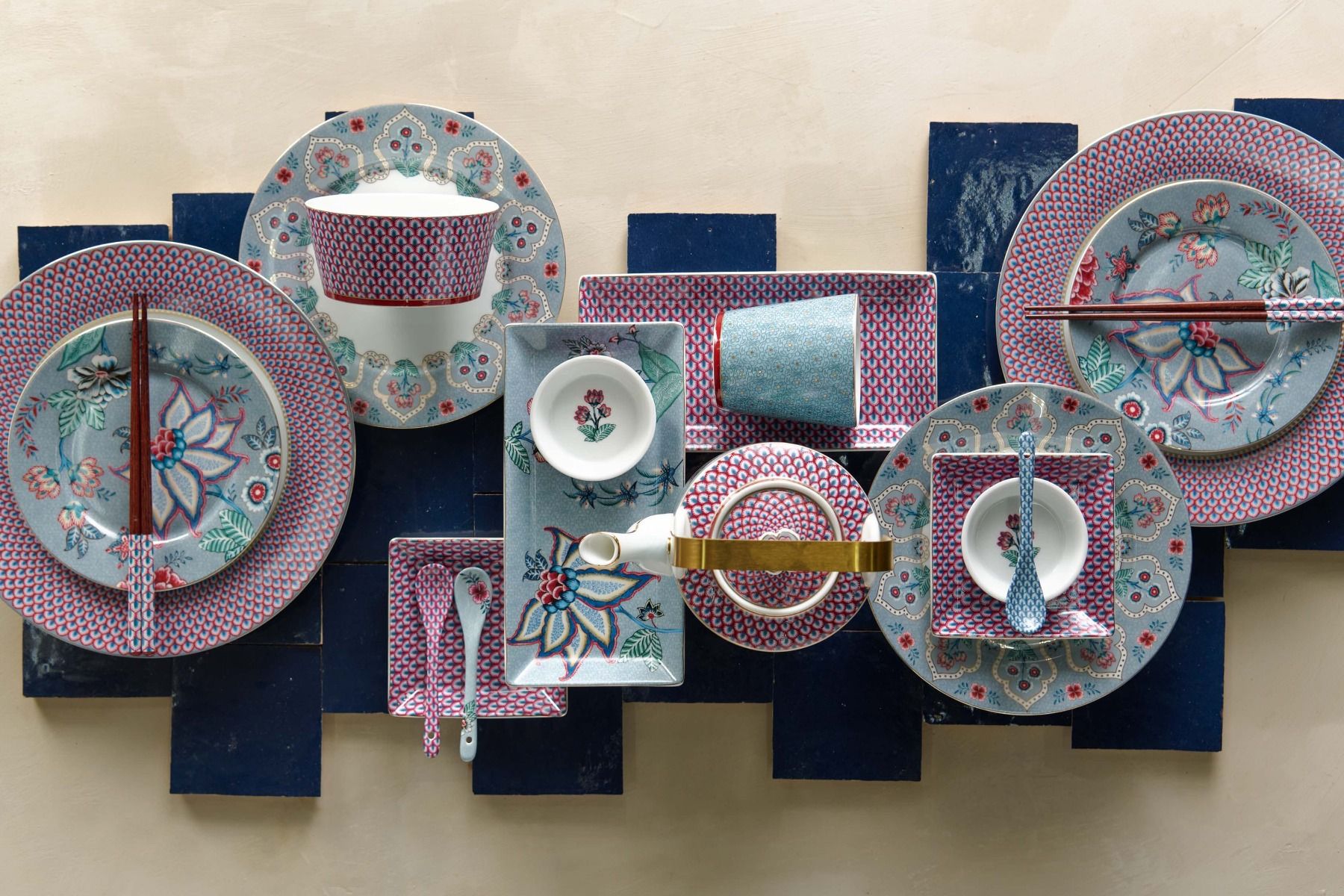 Giftset Oriental Flower Festival blue τσαγιέρα 1lt. - Pip Studio - Image 4