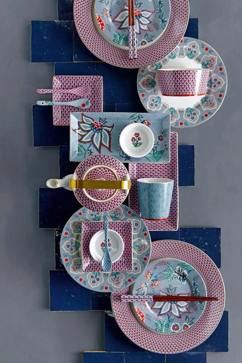 Giftset Sushi Oriental Flower Festival blue με στρογγυλά μπωλ - Pip Studio - Image 3