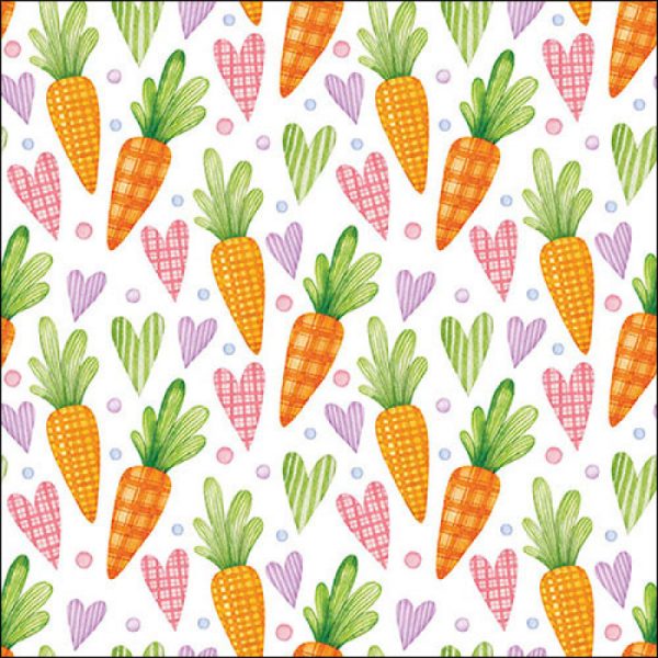 Χαρτοπετσέτες "Carot and hearts white" 33x33cm. - Ambiente