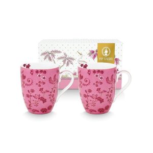 Jolie Flowers κούπα χρυσή ροζ 350ml. σετ/2 - Pip Studio