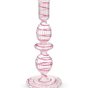 Κηροπήγιο Swirl γυάλινο ροζ 20εκ. - Pip Studio