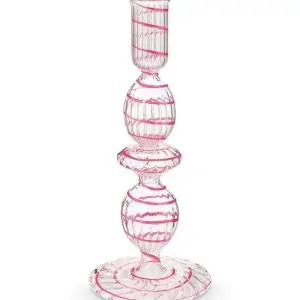 Κηροπήγιο Swirl γυάλινο ροζ 20εκ. - Pip Studio