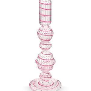 Κηροπήγιο Swirl γυάλινο ροζ 22εκ. - Pip Studio