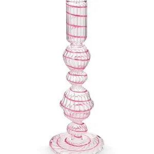 Κηροπήγιο Swirl γυάλινο ροζ 22εκ. - Pip Studio