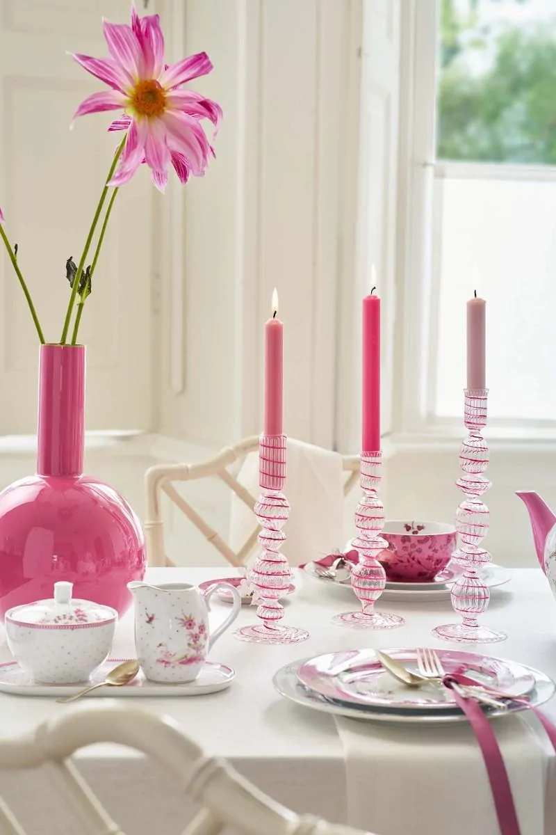 Κηροπήγιο Swirl γυάλινο ροζ 22εκ. - Pip Studio - Image 2