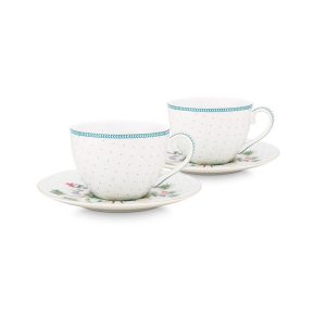 Jolie Dots φλυτζάνια cappuccino μπλε 280ml. σετ/2 - Pip Studio