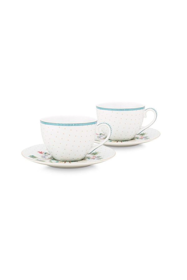 Jolie Dots φλυτζάνια cappuccino μπλε 280ml. σετ/2 - Pip Studio