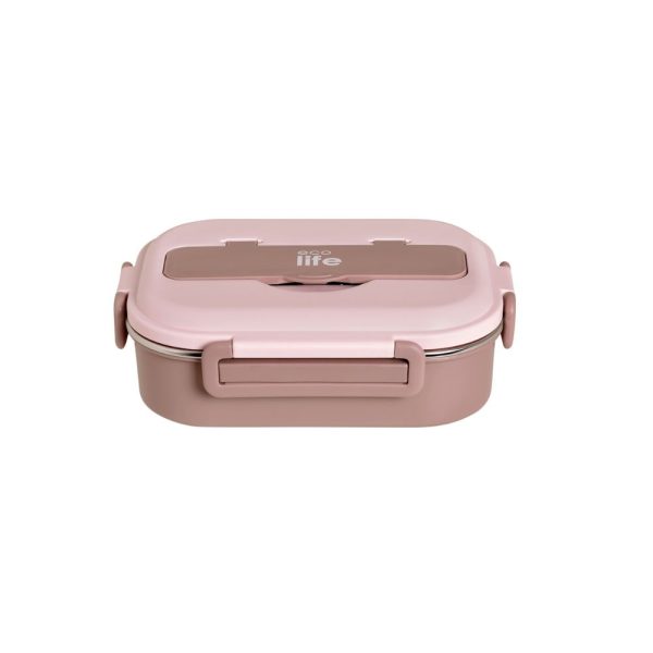 Φαγητοδοχείο με inox εσωτερικό & χωρίσματα 1lt. pink - Eco Life - Image 3
