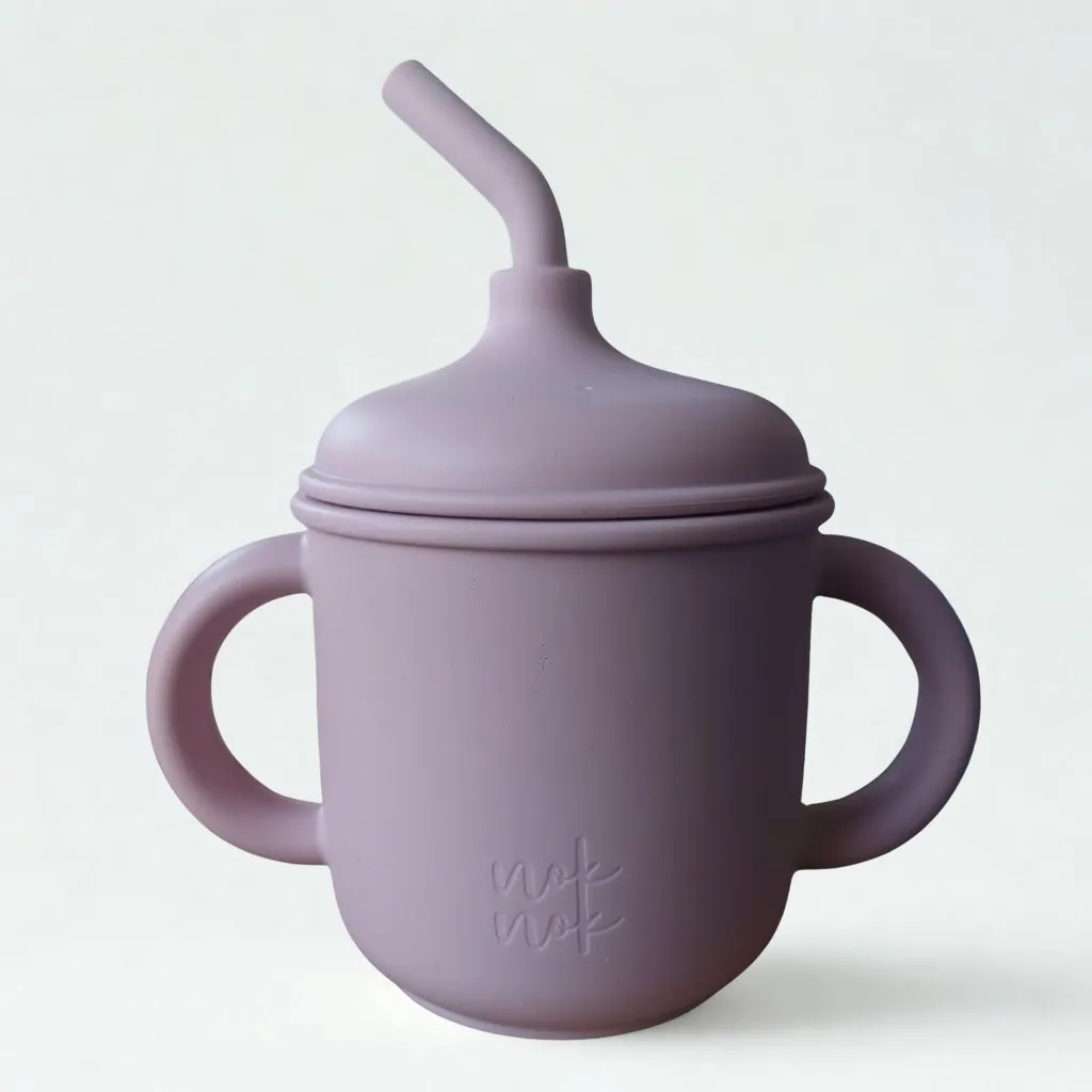 Κούπα εκπαίδευσης με καλαμάκι Nino ροζ - Nok Nok