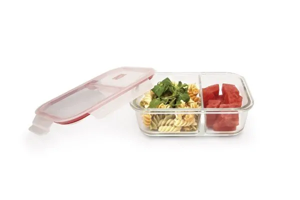 Δοχείο μεταφοράς φαγητού γυάλινο με χώρισμα 1360ml. - IRIS - Image 3