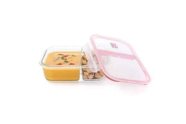 Δοχείο μεταφοράς φαγητού γυάλινο με χώρισμα 1360ml. - IRIS - Image 5