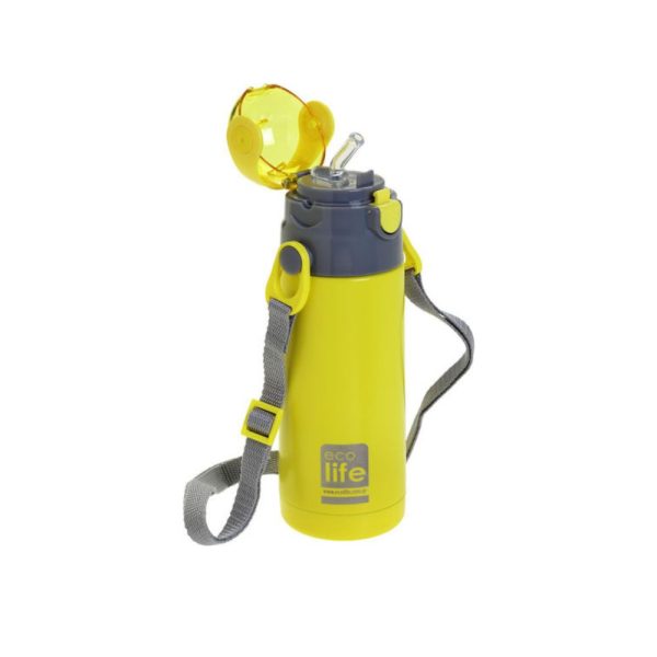 Παγούρι-Θερμός Παιδικό Ανοξείδωτο 400ml. κίτρινο - Eco Life - Image 2