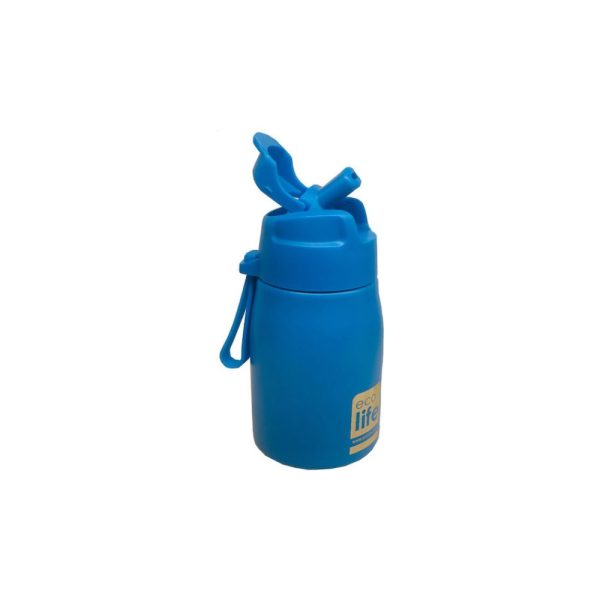 Παγούρι Ανοξείδωτο 400ml. Παιδικό Μπλε Με Καλαμάκι - Eco Life - Image 2