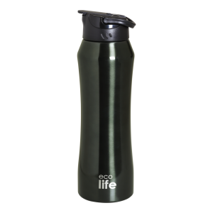 Μπουκάλι thermos 550ml. με εσωτερικό καλαμάκι μαύρο - Eco Life
