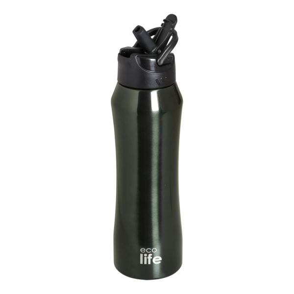 Μπουκάλι thermos 550ml. με εσωτερικό καλαμάκι μαύρο - Eco Life - Image 2