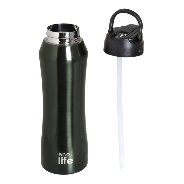 Μπουκάλι thermos 550ml. με εσωτερικό καλαμάκι μαύρο - Eco Life - Image 3