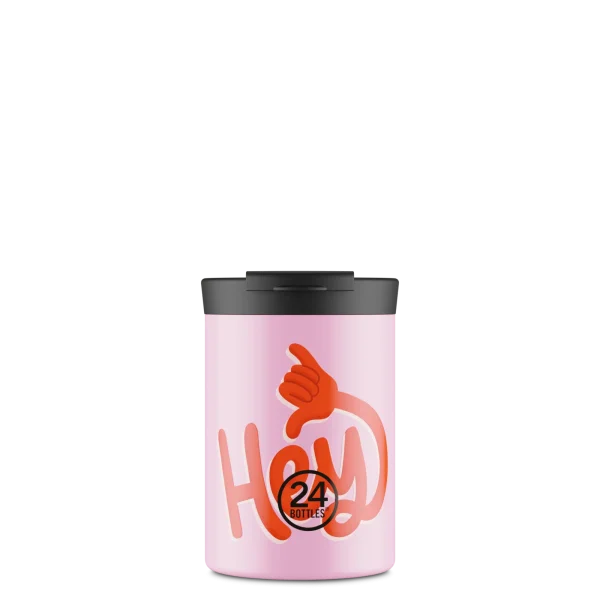 Travel Tumbler Hey! Pink ποτήρι θερμός 0,35lt. - 24Bottles