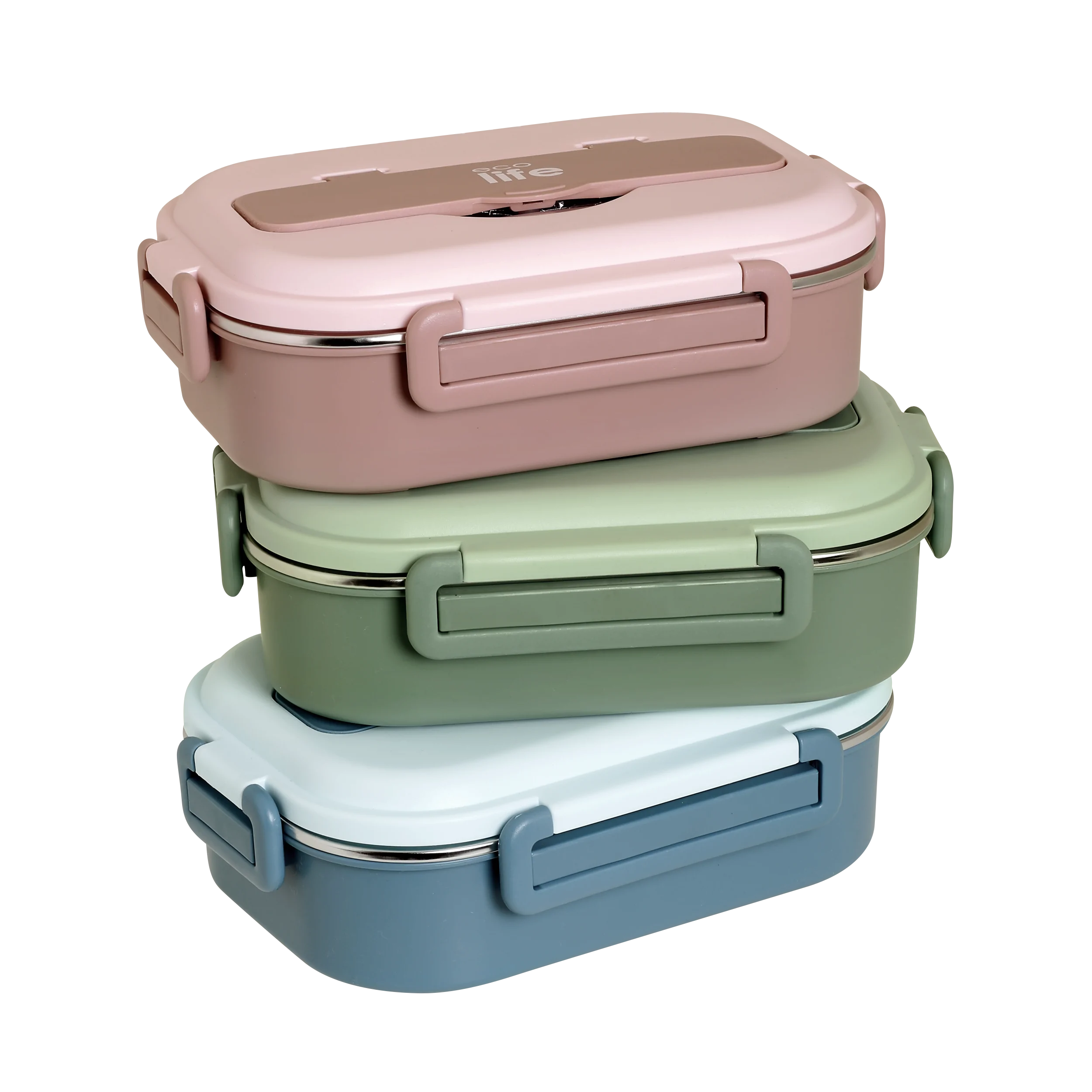 Φαγητοδοχείο με inox εσωτερικό & χωρίσματα 1lt. pink - Eco Life - Image 4