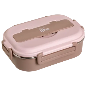 Φαγητοδοχείο με inox εσωτερικό & χωρίσματα 1lt. pink - Eco Life