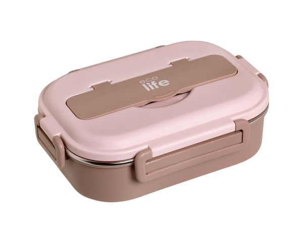 Φαγητοδοχείο με inox εσωτερικό & χωρίσματα 1lt. pink - Eco Life