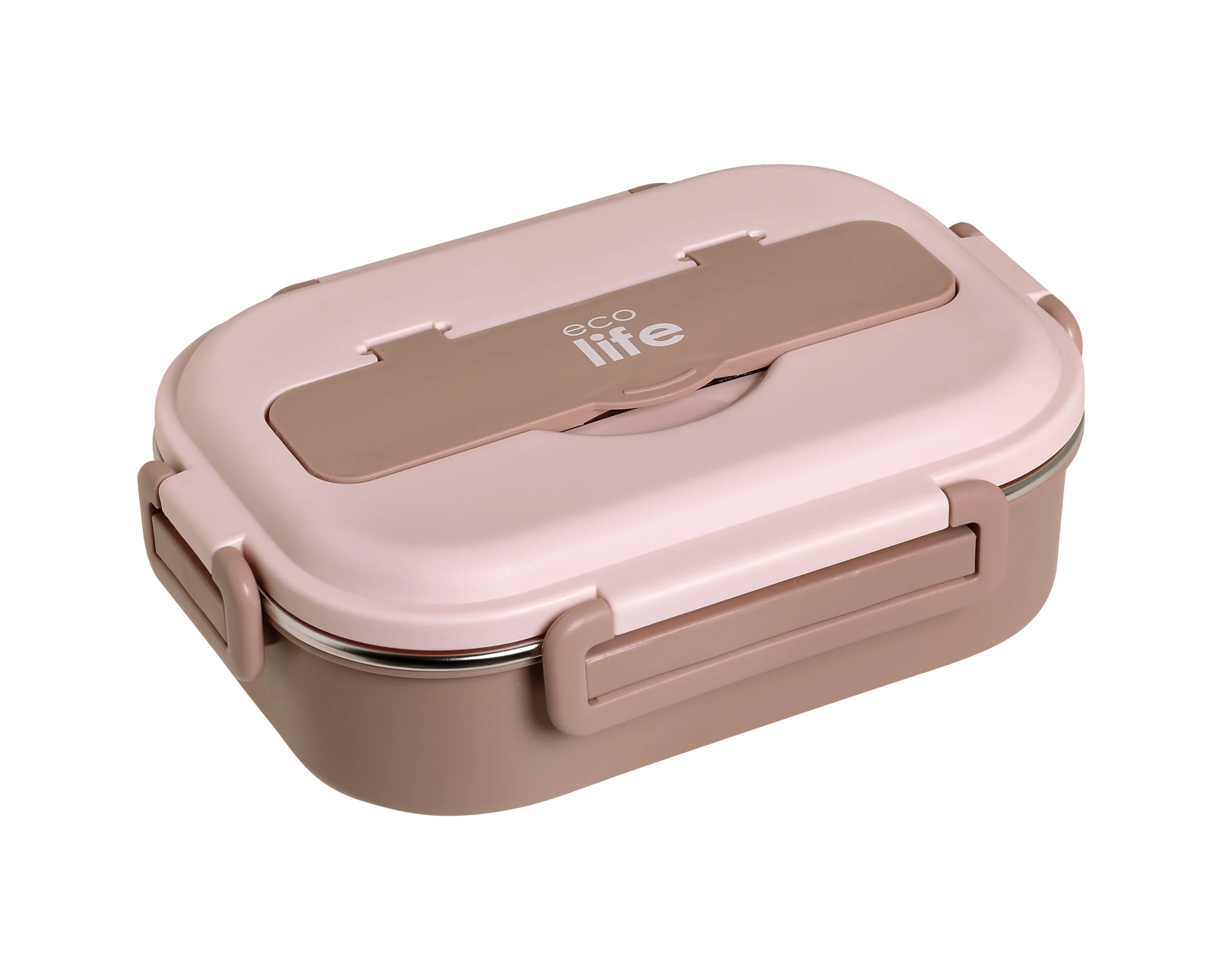 Φαγητοδοχείο με inox εσωτερικό & χωρίσματα 1lt. pink - Eco Life