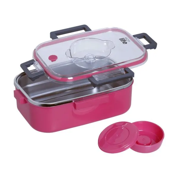 Φαγητοδοχείο ορθογώνιο ισοθερμικό 850ml. pink - Eco Life - Image 2