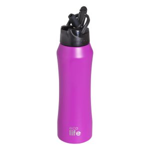 Μπουκάλι thermos 550ml. με εσωτερικό καλαμάκι φούξια - Eco Life