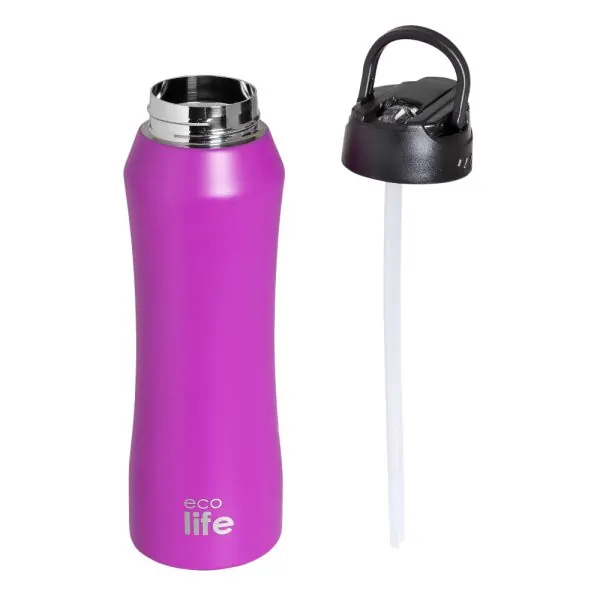 Μπουκάλι thermos 550ml. με εσωτερικό καλαμάκι φούξια - Eco Life - Image 3