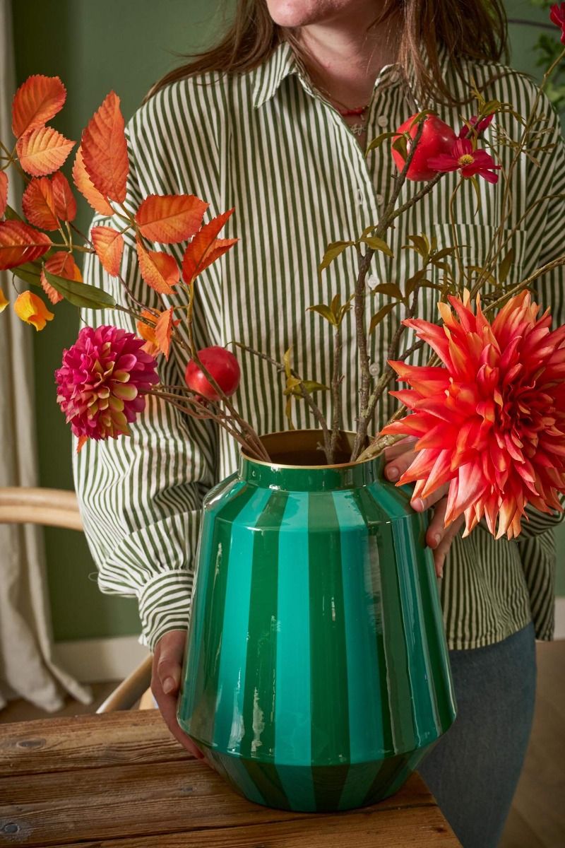 Stripes μεταλλικό ανθοδοχείο πράσινο 24εκ. - Pip Studio - Image 3