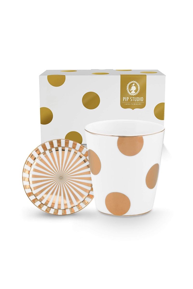 Κούπα με καπάκι Dot Delight λευκή 290ml. σετ/2 - Pip Studio