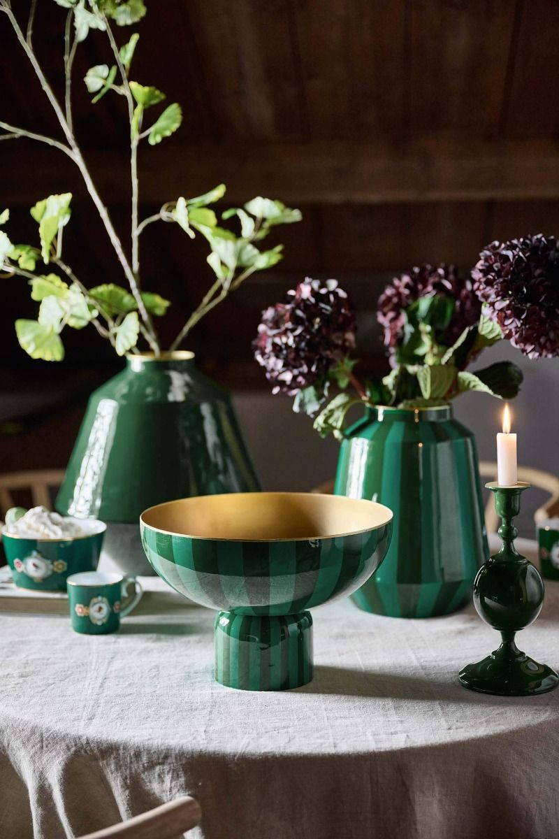 Stripes δίσκος μεταλλικός με πόδι πράσινος 30x30x20εκ. - Pip Studio - Image 3