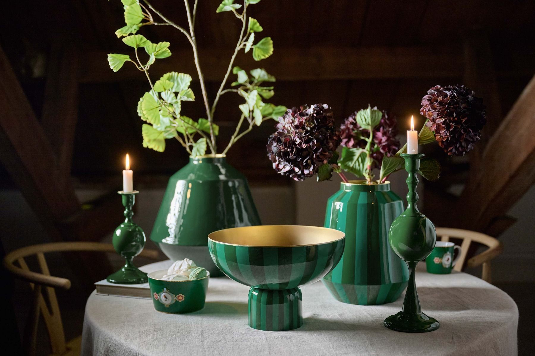 Stripes δίσκος μεταλλικός με πόδι πράσινος 30x30x20εκ. - Pip Studio - Image 2