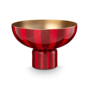 Stripes δίσκος μεταλλικός με πόδι κόκκινος 30x30x20εκ. - Pip Studio