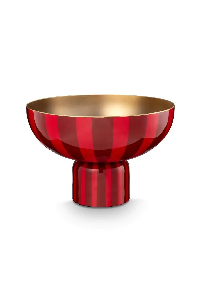 Stripes δίσκος μεταλλικός με πόδι κόκκινος 30x30x20εκ. - Pip Studio