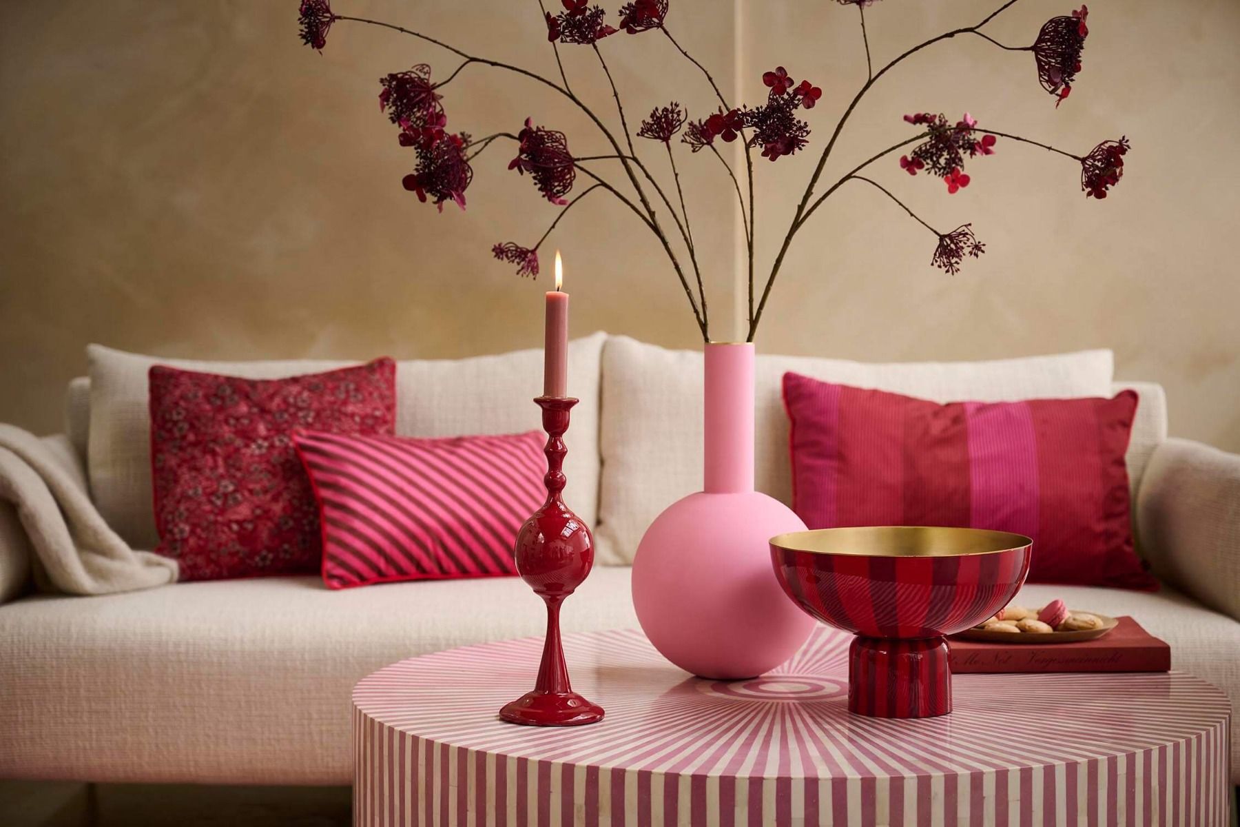 Stripes δίσκος μεταλλικός με πόδι κόκκινος 30x30x20εκ. - Pip Studio - Image 2