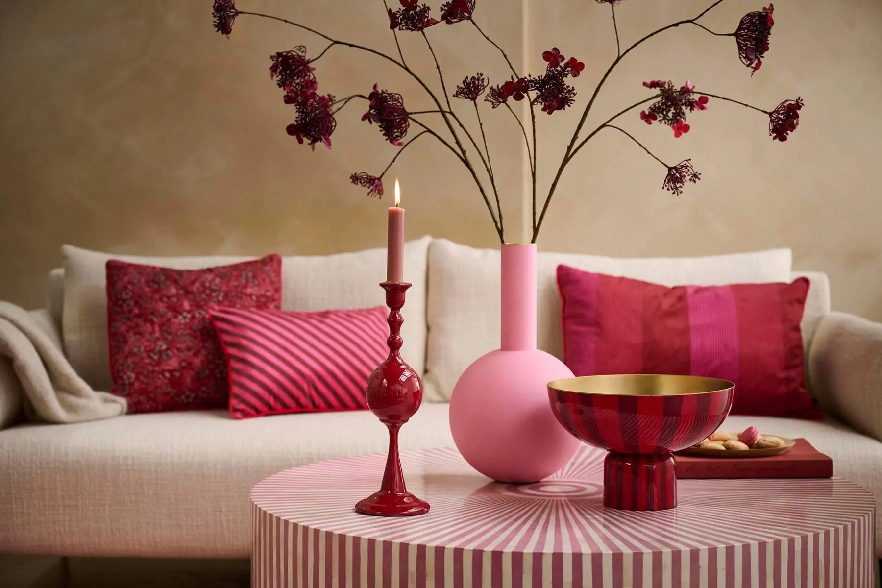 Stripes δίσκος μεταλλικός με πόδι κόκκινος 30x30x20εκ. - Pip Studio - Image 2