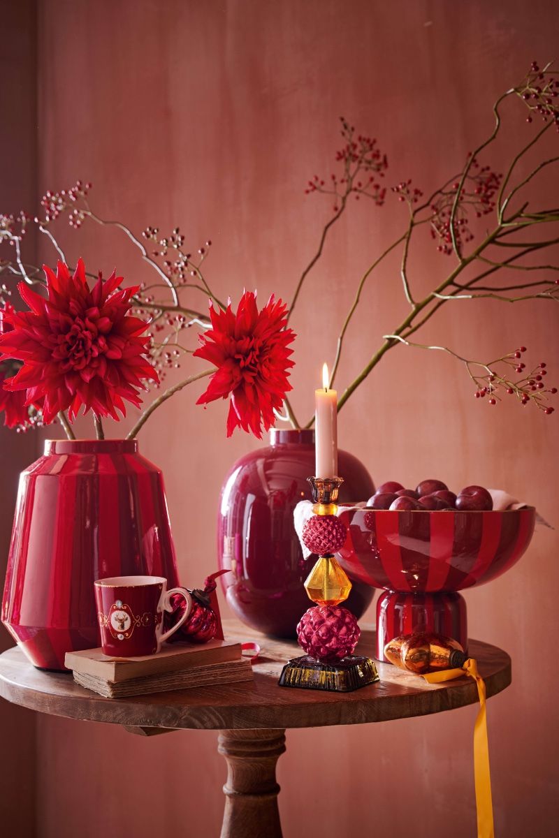 Stripes δίσκος μεταλλικός με πόδι κόκκινος 30x30x20εκ. - Pip Studio - Image 3